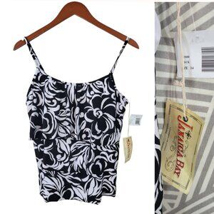 NEW Jamaica Bay Tankini Swimsuit Top Size 14 Swim Tank Layered Ruffle Black